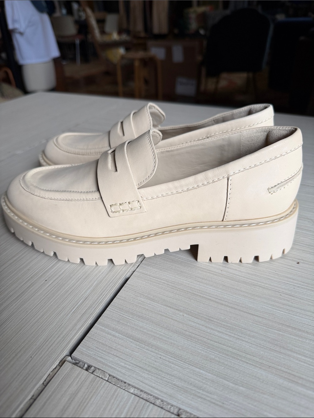 Women’s Cream Platform Penny Loafers